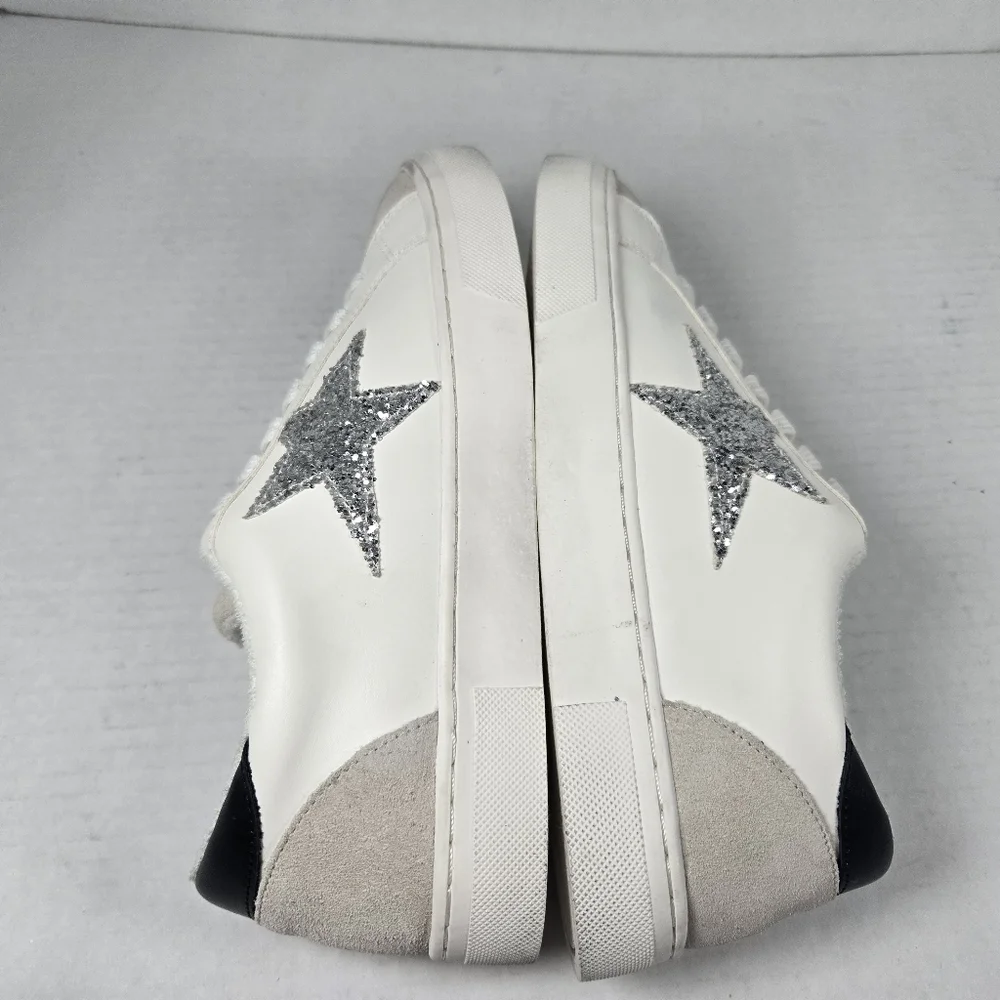 Steve Madden Rezume Silver Glitter Star Sneakers with Suede Women's Size 7 - Picture 7 of 11